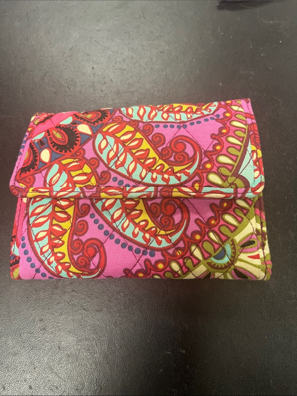 Vera Bradley Magenta Fabric Trifold Wallet